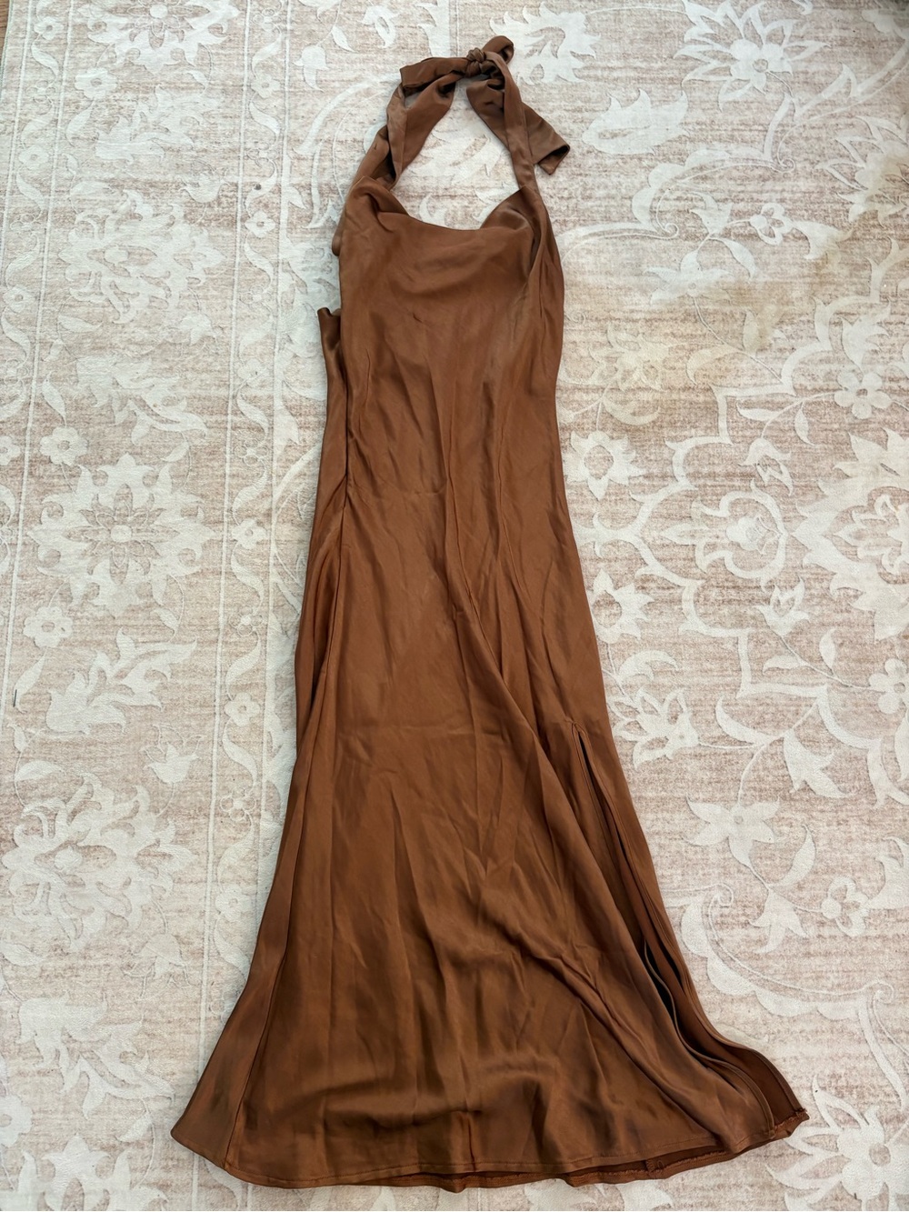 Altar’d State Brown Halter Satin Slip Dress - Women Size S
